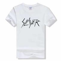 Metalinės juostos T-shirt Slayer Spausdintas Madingas Gatvės stiliaus Marškinėliai su apvalia kaklo iškirpte Trumpomis rankovėmis Medvilniniai Rock viršutiniai drabužiai Aukštos kokybės Unisex L white