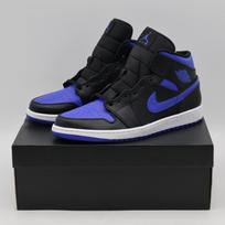554724-068 NIKE AIR JORDAN 1 MID BLACK BLUE (Men's) 9.5 black