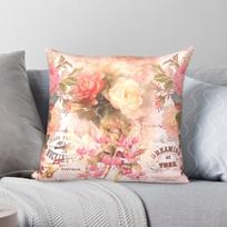 Vintage Shabby Chic Floral Square Pillowcase Polyester Linen Velvet Printed Zip Decorative Throw Pillow Room Cushion Cover 45x45 45X45CM