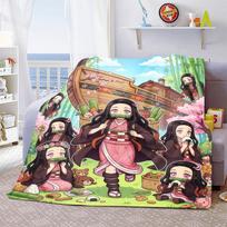 Nezuko Anime Blanket Flannel Throw Soft Warm Lightweight Blanket for Bed Sofa Cozy Home Decor Use -QJY 75x90cm