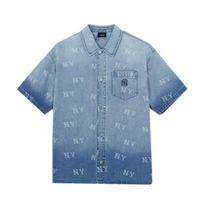 MLB New York Yankees Shirts Unisex Denim Blue Lapel Moderate 3ADRM0163-50INS L gray