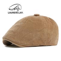 Fashion Corduroy Hat Men's Ladies Beret British Vintage Six Piece Cap Casual Forward Hat Tide One size fits all beige