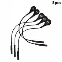 Standartinės elektrodų laidai Kabeliai Elektrodų laidai DC galvutė 2 mm spaudžiamoji jungtis 3,5 mm kištukas TENS/EMS masažuoklio terapijos elektrodų pirštinėms black 5pcs