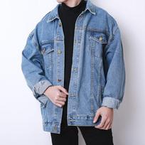 Trendy Men's Denim Jacket - Hong Kong Style, High Street, Loose Fit for Spring and Autumn Students 4XL gray