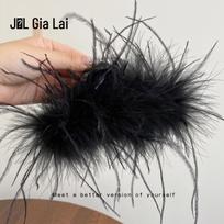 Luxury Coffee Feather Shark Claw Clip - Large Hairpin for Half Updos black