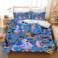 Stitch Spausdinti Miegamojo patalynės komplektas užvalkalas ant antklodės Kalėdinės Dovanos Comforte Animacinis Su pagalvės užvalkalu vaikams tinkamas ir suaugusiems 180*220cm 3pcs
