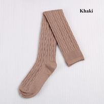 Warm Pantyhose High Socks Cotton Knit Thigh Tights  Over Knee Stockings chaki