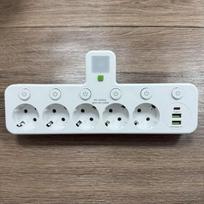 ES kištukinis prailgintuvas, dviejų specifikacijų, su arba be USB Type-C prievado, sieninis įkroviklis namams ir biurui Jack*5+USB*2+Type-c*1 balta