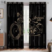3D Spausdintos Šaunios Motociklo Langų Užuolaidos Retro Motociklo Pramoninio Stiliaus Miegamojo Svetainės Balkono Automobilio Linijos Dekoro Užuolaidos Q24046QQ-W50xH130(CM)x2PCS&Rod pocket white