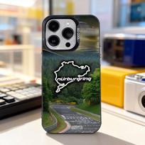 Nurburgring Sportinis Automobilis Šaunus Telefono dėklas iPhone 17,16,15,14,13,12,11,Pro,XS,Max,Plus,Mini,SE4,E Juodas Matinis Atsparus Smūgiams Dangtelis iPhone17pro