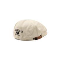 Versatile Retro Beret Adjustable Cotton Painter Hat Letter Embroidery Beanie Hat Unisex smėlis
