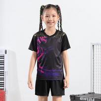 Quick-Dry Breathable Kids' Badminton & Table Tennis Uniform Set S black