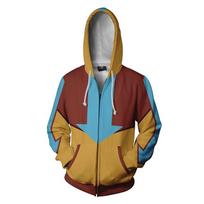 Avatar The Last Airbender Hoodie Cosplay Costume With Bright Printed Graphic And Zipper Closure For Men Women And Teens Blue Yellow,L brown
