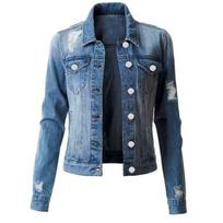 Autumn Jean Denim Jacket Women Oversized Coat Fall  Casual Designer Single Breasted Outwear Tops XXXL gray