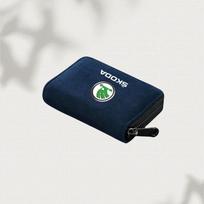 Automobilio Kredito Kortelės Laikiklis Piniginė Odinė Kortelių Raktų Maišelis Su Užtrauktuku Kišenė Skoda VRS Octavia A7 Fabia Rapid Kodiaq Superb Aksesuarams nlvg96 pilka spalva
