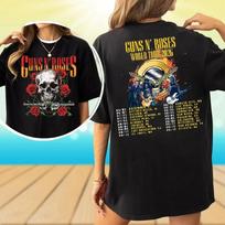 Guns N' Roses 2026 World Tour Dates Skull Graphic Fan Merch T Shirt XXXXL brown