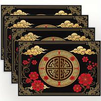 2D Flat Chinese Style Placemats With Longevity Symbol Traditional Floral Table Mats For Tea Ceremony Dining Room Home Decor 6Pcs beige