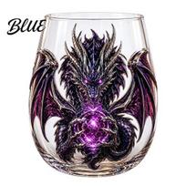 Unikalūs viskio degustavimo puodeliai Mythic Dragon Glass Meninis puodelis 3D skulptūrinis gėrimui su kristaline sfera Dekoratyviniai indai 400ml Fantazijos puodelis Bourbonui E black