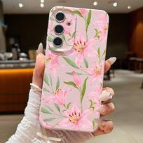 White Flowers Print Case For Samsung A18 A57 A37 A17 A56 A36 A26 A16 A55 A35 A25 A15 A54 S21 FE S22 S23 S24 Plus S25 S26 Ultra Silicone Cover Samsung A54 5G rožinė