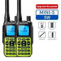 1/2PCS BAOFENG MINI-5 Walkie Talkie Upgrade UV-5R Mini 2200mAh Battery Bluetooth Programming AM/FM Dual PTT TYPE-C Charger Ham