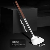 Large Stainless Steel Wok Spatula with Wooden & Metal Handles for Household, Hotel, and Canteen Use – Extended Size