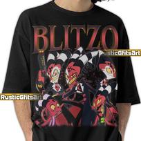 BLITZO HELLUVA BOSS Shirt, Blitzo Buckzo Custom T-Shirt, Sir Blitzy Vintage Merch, Funny Imp Demon Assassin Tees Fans Gift 150 brown