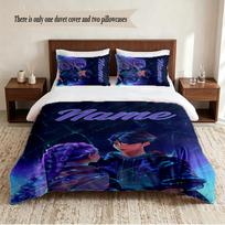 Rumi & Jinu Personalized Custom Name 3‑Piece Bedding Set Soft Duvet Cover Set For Bedroom Home Decor 135cmx200cm black