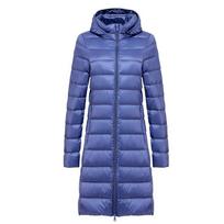 Ilgas pūkinis paltas moterims žieminis itin lengvas pūkinis paltas moterims su gobtuvu pūkinis paltas moteriškas, kepurė nusegama 4XL blue