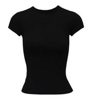 Korėjietiško stiliaus undinėlės juosmens susiaurinimo moteriški aptempti marškinėliai vasariniai trumparankoviai bodycon viršutiniai drabužiai Small black
