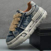 Fashion Men Sneakers Casual Shoes Blue Denim Canvas Lace-Up Shoes Fashion Vulcanize Shoes High-quality Walking Sneaker Zapatillas Hombre 44