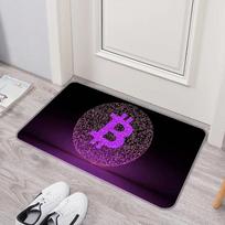 Crypto Currency Door Mat Bitcoin Pattern Tech Inspired Rug, Waterproof Non Slip Floor Protector for Home Entryway and Office 30x50cm black