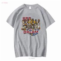 Vintažinio stiliaus 1992 m. krepšinio marškinėliai 90-ųjų Dream Team JAV vintažiniai skalbti unisex grafinis viršus kasdieniam dėvėjimui kvėpuojantis M gray