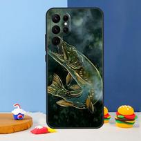 Lydekos Žuvies meškeriojimo masalas Telefono dėklas Samsung Galaxy S25 S24 Ultra S9 S10 S20 S22 S21 S23 Plus S24 FE Dangtelis Coque Galaxy S21 Plus black