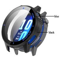 Shell For Huawei Watch GT Runner 2 Protective Case With Screen Tempered Glass Protector Watch Protection Cover With Film juoda/mėlyna