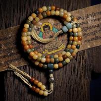 Natural Yinpi White Jade Bodhi Root Buddha Beads108Men's bracelet and women's multi-bead bracelet Ultra-rare large size 11* beige