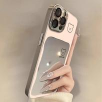 Bear avatar applies to Apple 16promax personalized new mobile phone case iPhone mirror creative apple 7/apple 8 gray