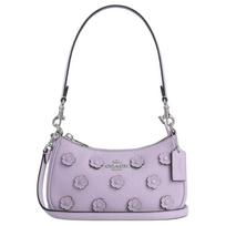 Coach Teri 20 Brand Logo Detachable Pebble Leather Crossbody Shoulder Bag Small Women Shoulder Bag Purple CAJ98-SVLL Basic Set (Bag+Dust Bag) gray