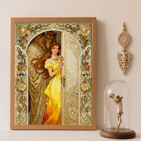 Disney 5d diamond painting, Beauty and the Beast diamond art painting diy handmade sticker gift, home decoration painting Round 40x50cm