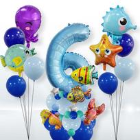 Underwater World Octopus Balloon Set for Kids' Birthday & Baby Shower Decorations blue