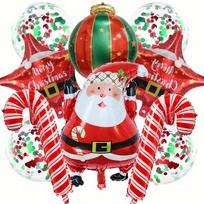 Christmas Decor Balloon Set: Santa, Star, and Candy Cane Jumping Santa Claus Set blue