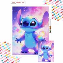 Disney Lilo and Stitch Galaxy Cosmic Diamond Mosaic Painting Art Kit Handmade DIY Home Decor Round 50x70cm