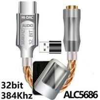 ALC5686 CX31993 HiFi DAC USB Type C To 3.5mm AUX Digital Audio Cable DAC For Android Type C to 3.5 Headphones Adapter Decode AmpGood product ALC5686 Pink