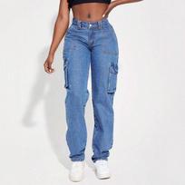 2026 Womens Mid-Rise Straight Leg Cargo Denim Shorts Vintage Streetwear Utility Jeans M gray