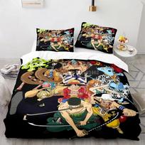 3D One Piece Bedding Set Anime Game Figure Luffy Printed Duvet Cover Sets Twin Queen King Single Size Boys Bedclothes Bed C EU Single 135*200cm/53x79in 3pcs black