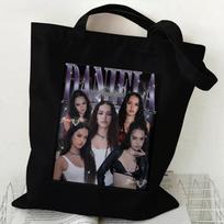 KATSEYE Canvas Tote Bag with Girl Group Print 35x40cm Shoulder Handbag Shopping Bag Large Capacity Casual Stylish No. 2; 35x40cm