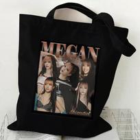KATSEYE Canvas Tote Bag with Girl Group Print 35x40cm Shoulder Handbag Shopping Bag Large Capacity Casual Stylish No. 9; 35x40cm