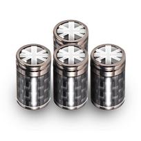 Real Carbon Fiber UK Flag Car Tire Valve Stem Caps, Metal Universal Leak‑Proof Decorative Tyre Air Nozzle Valve Core Protective Caps Auto Accessories