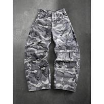 Womens High-Waisted Wide-Leg Camo Denim Pants Loose Fit Cargo Style Streetwear 2026 Fall XL gray