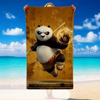 Quick Dry Beach Towel Kung Fu Panda Pattern, Lightweight Absorbent Towel for Pool Beach Vacation Use 70cmx140cm(27x55inch) black