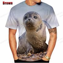 Vyriškas T-shirt Gyvūnas Ruonis 3D Spausdinimo T-shirt Vyrai Moterys Madingas T-shirt Vaikams Viršutiniai drabužiai T-shirt Meška Viršutiniai drabužiai Anime Karikatūra T-shirt Vaikai 5XL gray
